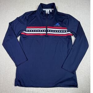 Volition America Women S Blue 1/4 Zip Long Sleeve Patriotic Performance Pullover
